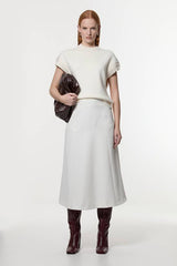 Tailored Textured Full Midi Skirt
