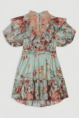 Tall Floral Applique Lace Mini Dress