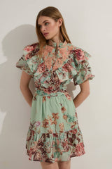 Tall Floral Applique Lace Mini Dress