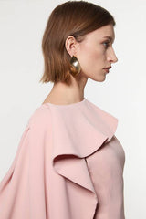Petite Soft Tailored Colour Block Cape Detail Full Skirted Maxi Dress