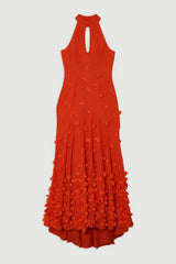 Petal Applique Embellished Broderie Rosette Maxi Dress