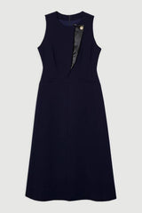 Compact Stretch Contrast Tipped Full Skirted Maxi Dress
