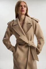 Wool Tailored Belted Midi Coat