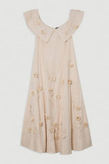 Petite Cotton Applique Bardot Woven Maxi Dress