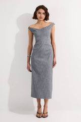 Tailored Marl Strappy Pencil Maxi Dress