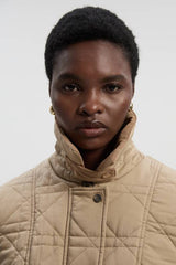 Quilted Padded Cord Mix Short Coat