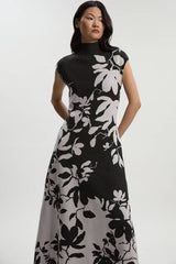 Jacquard Floral Knitted Maxi Dress