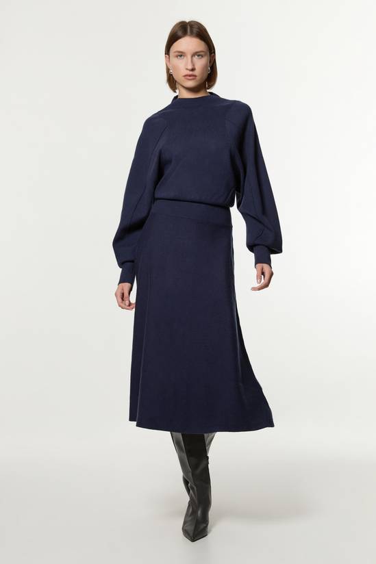Tall Wool Look Rounded Sleeve Knit Midi Dress