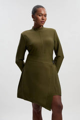 Plus Size Figure Form Bandage Asymmetric Knit Mini Dress