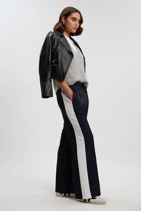 Tall Twill Contrast Woven Wide Leg Trousers