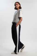 Tall Twill Contrast Woven Wide Leg Trousers