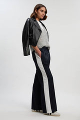 Tall Twill Contrast Woven Wide Leg Trousers