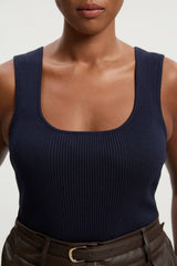 Plus Size Viscose Blend Rib Knit Square Neck Vest