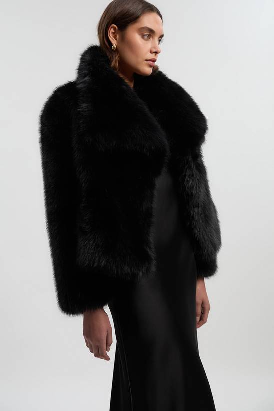 Textured Faux Fur Short Coat