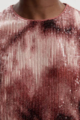 Ombre Sequin Woven Strong Shoulder Top