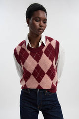 Argyle Alpaca Blend Knitted Tank Top