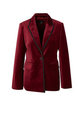 Petite Velvet Groisgrain Tailored Blazer