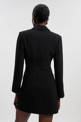 Polished Tailored Cowl Neck Blazer Mini Dress