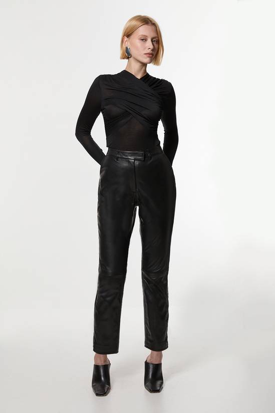 Leather Tailored Straight Leg Trouser