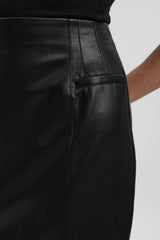 Faux Leather Seam Waist Detail Pencil Midi Skirt
