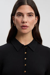 Viscose Rib Button Up Button Up Collared Shirt Maxi Dress