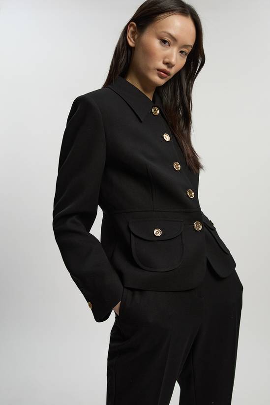Textured Compact Stretch Tailored Jacket