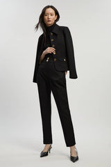 Textured Compact Stretch Tailored Straight Leg Trouser