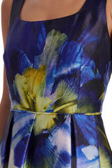 Photographic Floral Twill Prom Woven Midi Dress