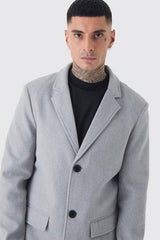 Tall Single Breasted Wool Look Overcoat in Grey