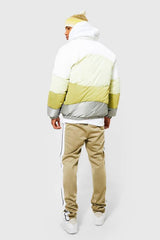 Oversized Colour Block Funnel Neck Puffer