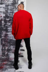 Oversized Distressed Hem And Heart Detail Jumper