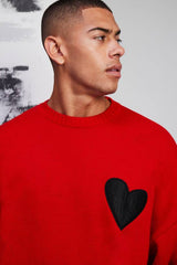 Oversized Distressed Hem And Heart Detail Jumper