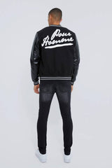 Skinny Stretch Rip And Repair Biker Washed Jeans