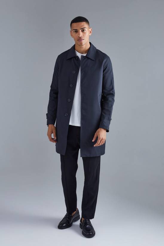Single Breasted Poly Twill Mac Jacket