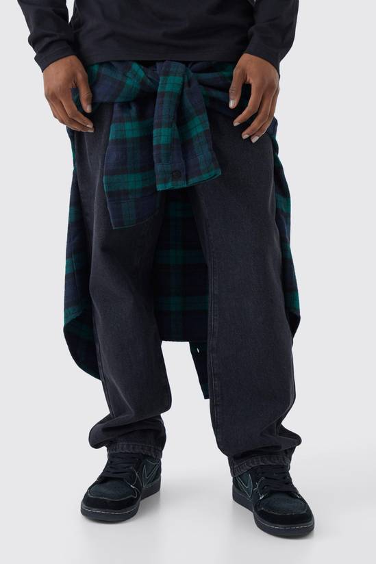 Relaxed Rigid Jeans With Zip Off Check Shirt