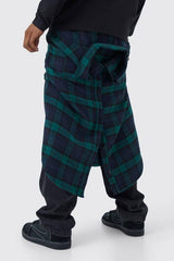 Relaxed Rigid Jeans With Zip Off Check Shirt