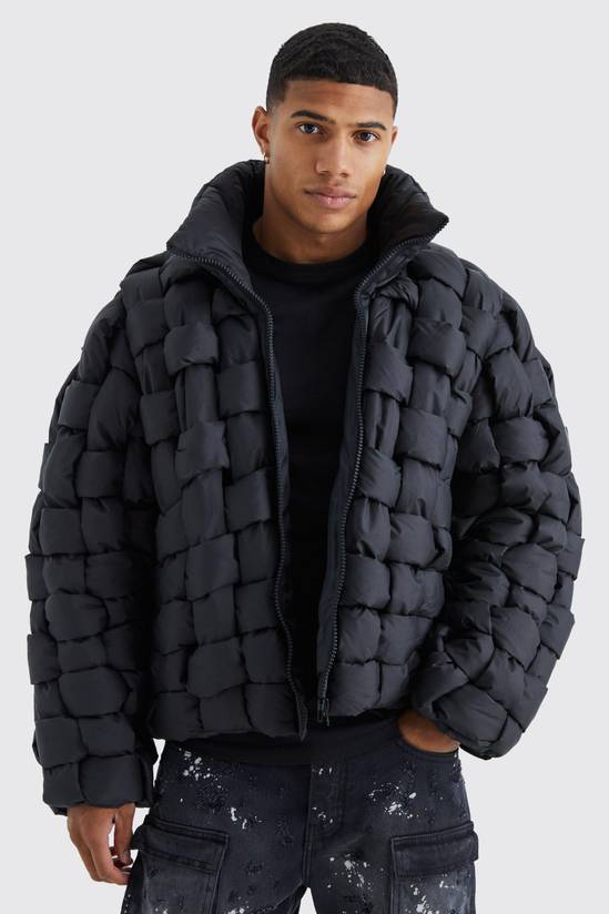 Hand Weft Nylon Puffer in Black