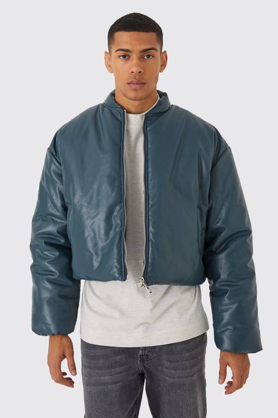 Boxy Pu Volume Padded Puffer Bomber
