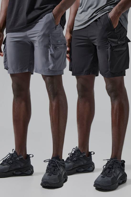Man Active Lightweight 2 Pack 5inch Cargo Gym Short