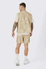 Sleeveless Camo Cargo Utility Regular Fit Vest