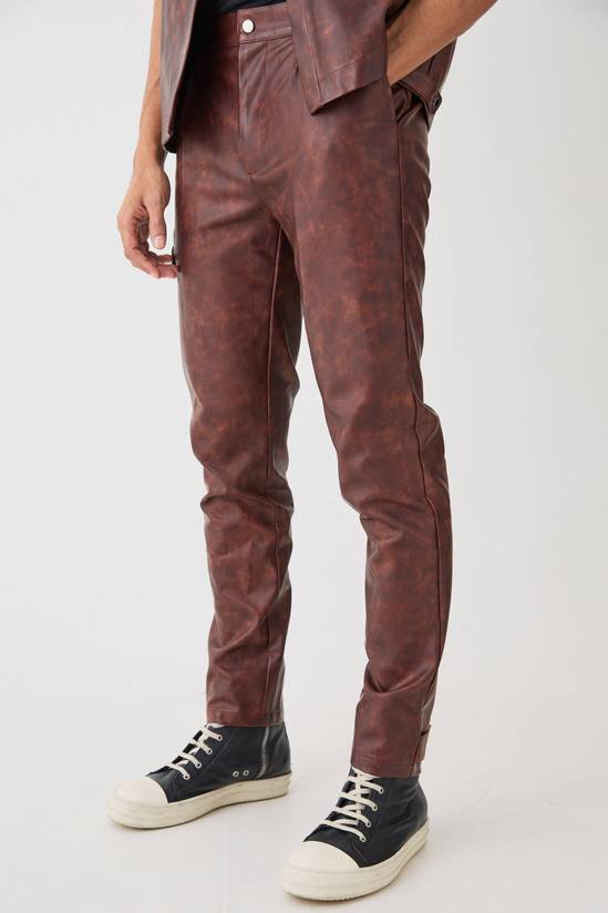 Fixed Waist Slim Ombre Pu Trouser