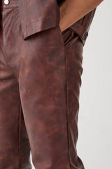 Fixed Waist Slim Ombre Pu Trouser