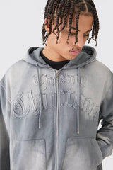 Oversized Sun Bleached 13 Zip Thru Hoodie