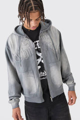 Oversized Sun Bleached 13 Zip Thru Hoodie