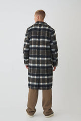 Brushed Check Overcoat In Brown