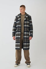 Brushed Check Overcoat In Brown