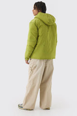 Oversized Ripstop Nylon Hooded Parka In Lime