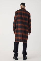 Tall Oversized Brushed Check Overcoat In Brown