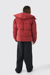 Tall Oversized Funnel Neck Hooded Puffer Jacket