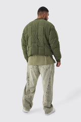 Plus Boxy Peached Square Quilted Bomber Jacket